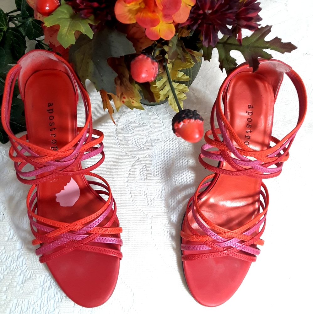 Apostrophe strappy  orange and pink sandal